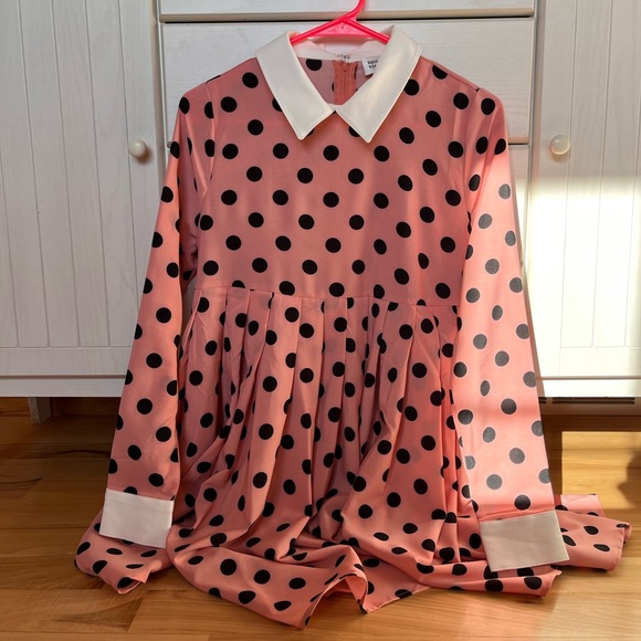 Unique Vintage Dresses & Skirts - NWOT Unique Vintage size Small (4) pink polka dot babydoll dress - like new!